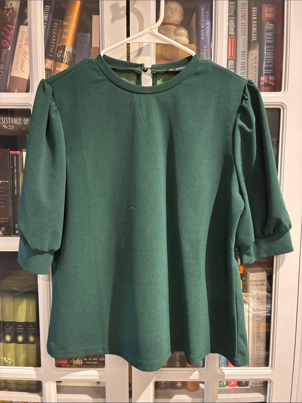 SHEIN Forest Green Puff Sleeve Blouse